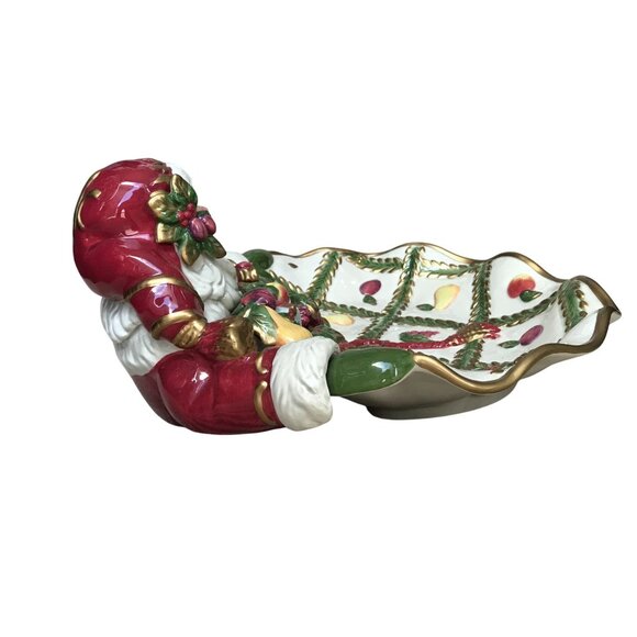 Fitz And Floyd Renaissance Santa Server Hand-Painted 12 1/2" Christmas Dish - Picture 8 of 14